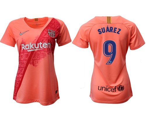 Women's Barcelona #9 Suarez Third Soccer Club Jersey